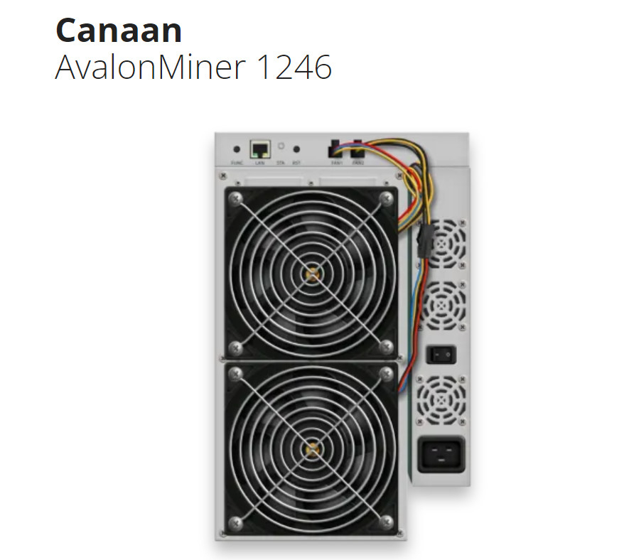 Горнорабочий Asic Bitcoin горнорабочего 1246 87T 3420W BTC Avalon горнорабочий Asic Bitcoin 331 x 195 x 292mm